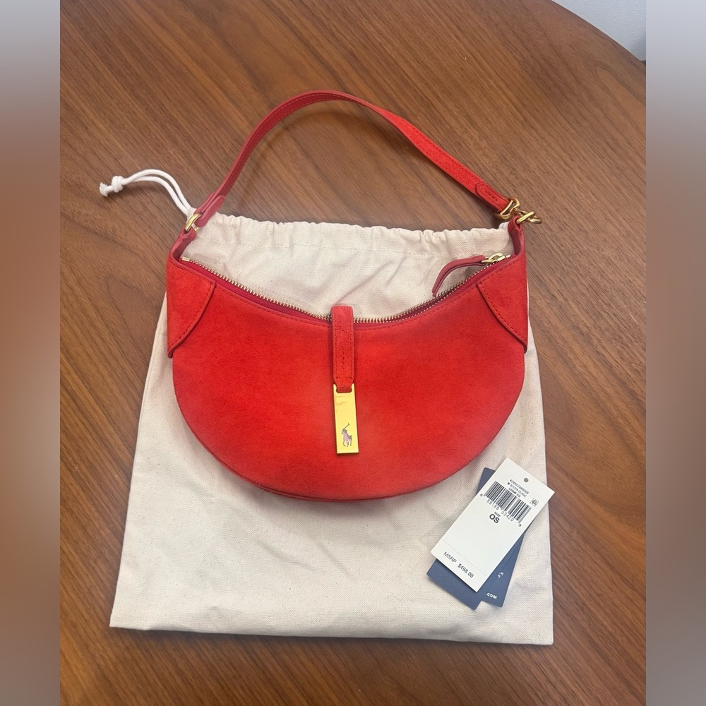 NWT Red Suede Ralph Lauren Polo ID Mini Bag